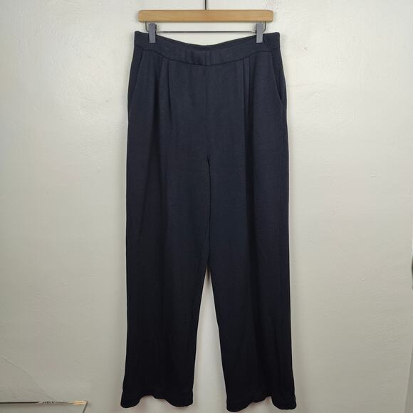 Vintage St John Santana Knit Pants Womens 12 Black Pleated Wide Leg Pull On Wool - Picture 1 of 7